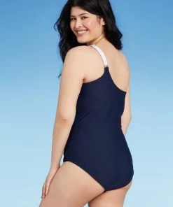 Budget 💯 Women's Colorblock One Shoulder High Coverage One Piece Swimsuit - Kona Sol™ Navy 🔥 -Swimsuits Official Site unnamed file 7534