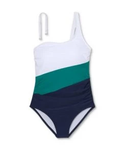 Budget 💯 Women's Colorblock One Shoulder High Coverage One Piece Swimsuit - Kona Sol™ Navy 🔥 -Swimsuits Official Site unnamed file 7535