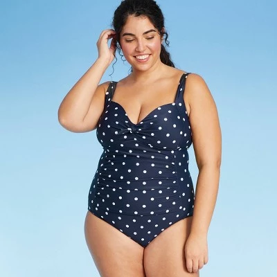 Promo ✨ Women's Classic Tie-Front High Coverage One Piece Swimsuit - Kona Sol™ Navy ✔️ 4 Promo ✨ Women's Classic Tie-Front High Coverage One Piece Swimsuit - Kona Sol™ Navy ✔️ - Image 2