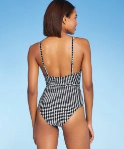 Cheapest 🎁 Women's Belted Wrap Medium Coverage One Piece Swimsuit - Kona Sol™ Black 🛒