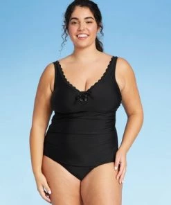 Top 10 ⌛ Women's Long Torso Scallop High Coverage One Piece Swimsuit - Kona Sol™ Black 🛒 -Swimsuits Official Site unnamed file 7662
