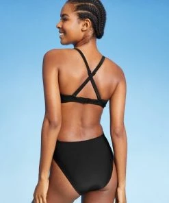 Outlet ⭐ Juniors' Cross Front One Piece Swimsuit - Xhilaration™ Coral Pink 🔥