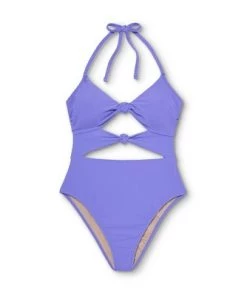 Outlet 🎁 Women's Double Knot Cut Out Ribbed One Piece Swimsuit - Shade & Shore™ Purple ✔️ -Swimsuits Official Site unnamed file 7722