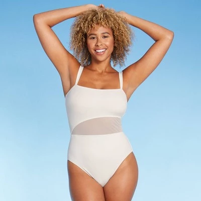 Buy 🛒 Women's Asymmetrical Mesh Cut Out One Piece Swimsuit - Shade & Shore™ White 🌟 4 Buy 🛒 Women's Asymmetrical Mesh Cut Out One Piece Swimsuit - Shade & Shore™ White 🌟 - Image 2