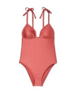 Discount 🔔 Women's Tall/Long Torso Petal Cup Tie Strap One Piece Swimsuit - Shade & Shore™ Mahogany 😀 -Swimsuits Official Site unnamed file 7754