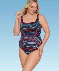 Best Pirce 🧨 Women's Slimming Control Seamed Square Neck One Piece Swimsuit - Dreamsuit by Miracle Brands Black 🎉 -Swimsuits Official Site unnamed file 7818