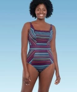 Best Pirce 🧨 Women's Slimming Control Seamed Square Neck One Piece Swimsuit - Dreamsuit by Miracle Brands Black 🎉 -Swimsuits Official Site unnamed file 7824