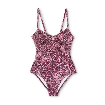 Wholesale ๐ Women's Tunneled Tie-Front Underwire Medium Coverage One Piece Swimsuit - Kona Solโข Burgundy ๐ 6 Wholesale ๐ Women's Tunneled Tie-Front Underwire Medium Coverage One Piece Swimsuit - Kona Solโข Burgundy ๐ - Image 4