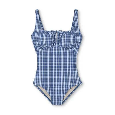 Flash Sale 😍 Women's Tunnel High Coverage One Piece Swimsuit - Kona Sol™ Blue Check 👍 6 Flash Sale 😍 Women's Tunnel High Coverage One Piece Swimsuit - Kona Sol™ Blue Check 👍 - Image 4