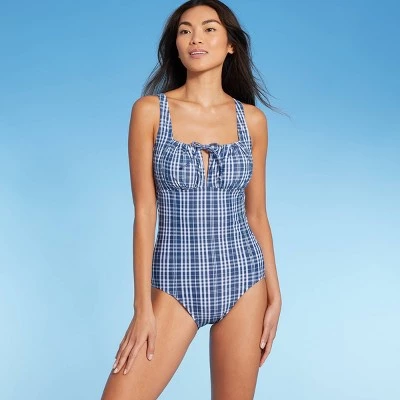 Flash Sale 😍 Women's Tunnel High Coverage One Piece Swimsuit - Kona Sol™ Blue Check 👍 8 Flash Sale 😍 Women's Tunnel High Coverage One Piece Swimsuit - Kona Sol™ Blue Check 👍 - Image 6