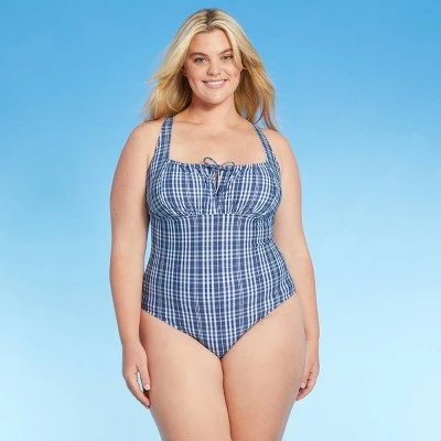 Flash Sale 😍 Women's Tunnel High Coverage One Piece Swimsuit - Kona Sol™ Blue Check 👍 13 Flash Sale 😍 Women's Tunnel High Coverage One Piece Swimsuit - Kona Sol™ Blue Check 👍 - Image 11