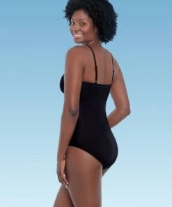 Promo ✔️ Women's Slimming Control Shirred High Neck One Piece Swimsuit - Dreamsuit by Miracle Brands Black 🔥 -Swimsuits Official Site unnamed file 7914