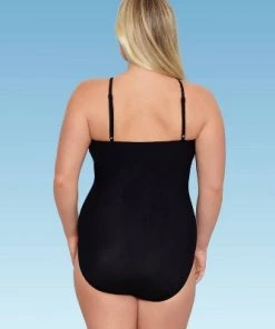 Promo ✔️ Women's Slimming Control Shirred High Neck One Piece Swimsuit - Dreamsuit by Miracle Brands Black 🔥 -Swimsuits Official Site unnamed file 7917