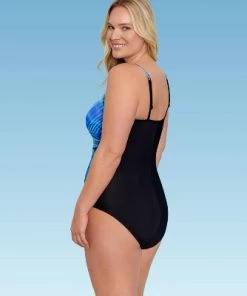 Flash Sale 👍 Women's Slimming Control Shirred Scoop Neck One Piece Swimsuit - Dreamsuit by Miracle Brands Black 🤩 -Swimsuits Official Site unnamed file 7930