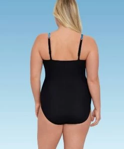 Flash Sale 👍 Women's Slimming Control Shirred Scoop Neck One Piece Swimsuit - Dreamsuit by Miracle Brands Black 🤩 -Swimsuits Official Site unnamed file 7931