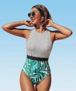 Discount 🔥 Women's Black Striped Leafy One Piece Swimsuit-Cupshe 👏 15 Discount 🔥 Women's Black Striped Leafy One Piece Swimsuit-Cupshe 👏 -Swimsuits Official Site unnamed file 7938