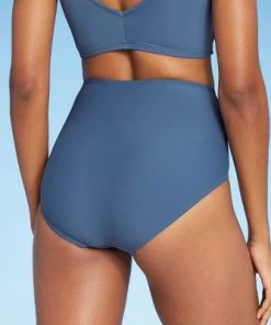 Wholesale 🛒 Women's High Waist Medium Coverage Bikini Bottom - Kona Sol™ Mudstone Blue 🎁