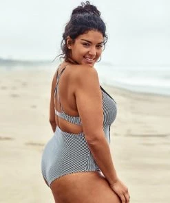 Best Pirce 🔔 Women's Plus Size One Piece Swimsuit Lace Up Plunging Neck Bathing Suit-Cupshe 🧨