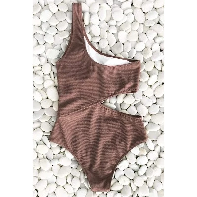Promo ✨ Women's One Piece Swimsuit One Shoulder Cut Out Ribbed Swimwear Bathing Suits-Cupshe 👍 4 Promo ✨ Women's One Piece Swimsuit One Shoulder Cut Out Ribbed Swimwear Bathing Suits-Cupshe 👍 - Image 2