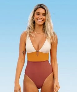 Discount 🌟 Women's One Piece Swimsuit Color Block Keyhole Cutout Bathing Suit-Cupshe 👏 -Swimsuits Official Site unnamed file 8050