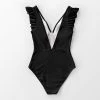 Cheapest 💯 Women's Black V Neck One Piece Swimsuit Ruffled Shoulder Bathing Suits - Cupshe ⭐ -Swimsuits Official Site unnamed file 8080