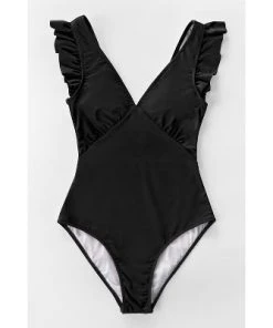 Cheapest 💯 Women's Black V Neck One Piece Swimsuit Ruffled Shoulder Bathing Suits - Cupshe ⭐ 11 Cheapest 💯 Women's Black V Neck One Piece Swimsuit Ruffled Shoulder Bathing Suits - Cupshe ⭐ -Swimsuits Official Site unnamed file 8081