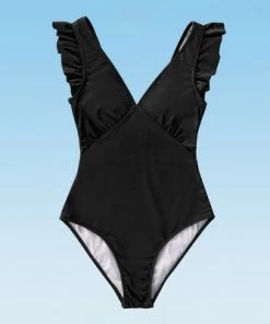 Cheapest 💯 Women's Black V Neck One Piece Swimsuit Ruffled Shoulder Bathing Suits - Cupshe ⭐ 17 Cheapest 💯 Women's Black V Neck One Piece Swimsuit Ruffled Shoulder Bathing Suits - Cupshe ⭐ -Swimsuits Official Site unnamed file 8087