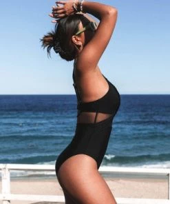 Cheapest 😀 Women's V Neck One Piece Swimsuit Crisscross Mesh Mid Cut Bathing Suit-Cupshe 🛒 -Swimsuits Official Site unnamed file 8097