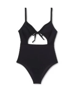 Wholesale 😍 Women's Ribbed Tunnel Tie-Front Cut Out One Piece Swimsuit - Shade & Shore™ Black ✨ -Swimsuits Official Site unnamed file 8126