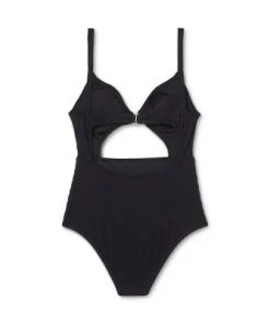Wholesale 😍 Women's Ribbed Tunnel Tie-Front Cut Out One Piece Swimsuit - Shade & Shore™ Black ✨ -Swimsuits Official Site unnamed file 8127