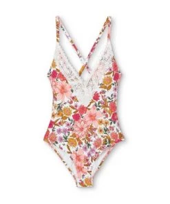 Deals ⌛ Women's Lace Trimmed One Piece Swimsuit - Sea Angel White 🎉 -Swimsuits Official Site unnamed file 8155