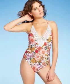Deals ⌛ Women's Lace Trimmed One Piece Swimsuit - Sea Angel White 🎉 -Swimsuits Official Site unnamed file 8158
