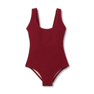 Buy ✨ Women's Pucker Square Neck Medium Coverage One Piece Swimsuit - Kona Sol™ Burgundy 👍 6 Buy ✨ Women's Pucker Square Neck Medium Coverage One Piece Swimsuit - Kona Sol™ Burgundy 👍 - Image 4