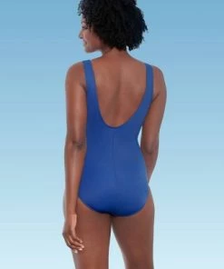 Flash Sale ๐งจ Women's Slimming Control Twist-Front One Piece Swimsuit Dreamsuit by Miracle Brands Blue ๐