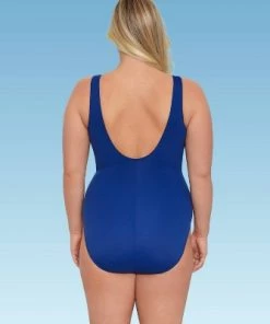 Flash Sale 🧨 Women's Slimming Control Twist-Front One Piece Swimsuit Dreamsuit by Miracle Brands Blue 😀 -Swimsuits Official Site unnamed file 8175