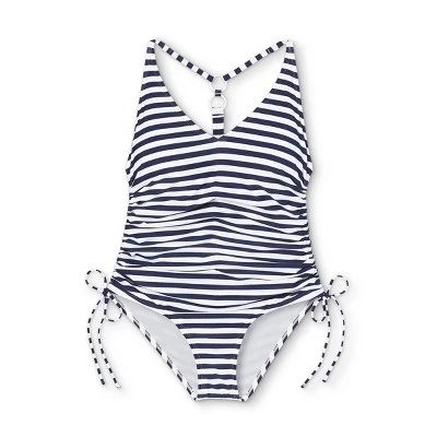 New 🧨 Women's Long Torso Ring Back Side-Cinch High Coverage One Piece Swimsuit - Kona Sol™ Navy Stripe 💯 6 New 🧨 Women's Long Torso Ring Back Side-Cinch High Coverage One Piece Swimsuit - Kona Sol™ Navy Stripe 💯 - Image 4