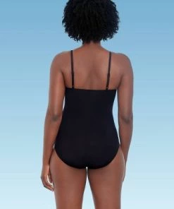Outlet ✨ Women's Slimming Control High Neck Keyhole One Piece Swimsuit - Dreamsuit by Miracle Brands Black ❤️