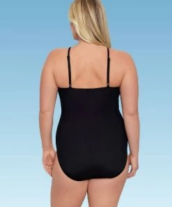 Outlet ✨ Women's Slimming Control High Neck Keyhole One Piece Swimsuit - Dreamsuit by Miracle Brands Black ❤️ -Swimsuits Official Site unnamed file 8221