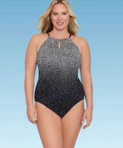 Outlet ✨ Women's Slimming Control High Neck Keyhole One Piece Swimsuit - Dreamsuit by Miracle Brands Black ❤️ -Swimsuits Official Site unnamed file 8222