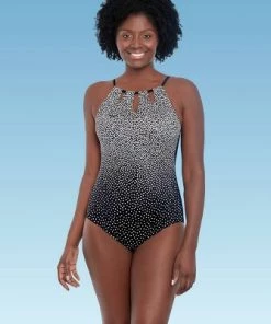Outlet ✨ Women's Slimming Control High Neck Keyhole One Piece Swimsuit - Dreamsuit by Miracle Brands Black ❤️ -Swimsuits Official Site unnamed file 8224