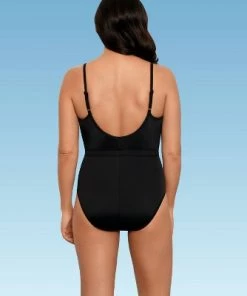 Cheap โ Women's Slimming Control Mesh Inset One Piece Swimsuit - Beach Betty by Miracle Brands Black ๐