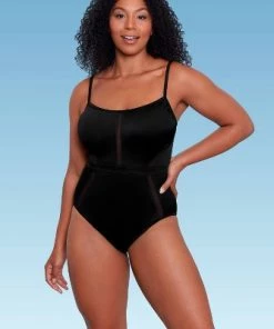 Cheap ⌛ Women's Slimming Control Mesh Inset One Piece Swimsuit - Beach Betty by Miracle Brands Black 🛒 -Swimsuits Official Site unnamed file 8286