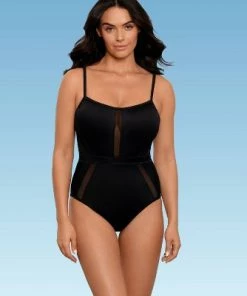 Cheap ⌛ Women's Slimming Control Mesh Inset One Piece Swimsuit - Beach Betty by Miracle Brands Black 🛒 -Swimsuits Official Site unnamed file 8289