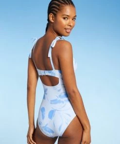 Deals ๐ Women's Double Twist One Piece Swimsuit - Sea Angel Blue โ