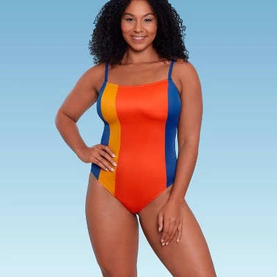 Discount 💯 Women's Slimming Control Colorblock One Piece Swimsuit - Beach Betty by Miracle Brands Orange 🧨 5 Discount 💯 Women's Slimming Control Colorblock One Piece Swimsuit - Beach Betty by Miracle Brands Orange 🧨 - Image 3