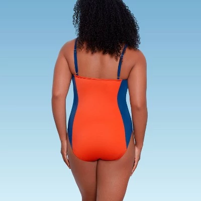 Discount 💯 Women's Slimming Control Colorblock One Piece Swimsuit - Beach Betty by Miracle Brands Orange 🧨 6 Discount 💯 Women's Slimming Control Colorblock One Piece Swimsuit - Beach Betty by Miracle Brands Orange 🧨 - Image 4