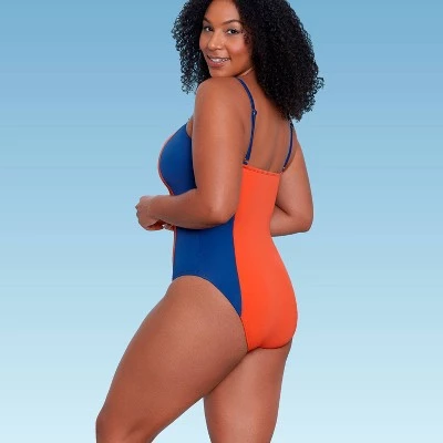 Discount 💯 Women's Slimming Control Colorblock One Piece Swimsuit - Beach Betty by Miracle Brands Orange 🧨 7 Discount 💯 Women's Slimming Control Colorblock One Piece Swimsuit - Beach Betty by Miracle Brands Orange 🧨 - Image 5