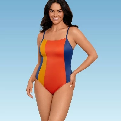 Discount 💯 Women's Slimming Control Colorblock One Piece Swimsuit - Beach Betty by Miracle Brands Orange 🧨 10 Discount 💯 Women's Slimming Control Colorblock One Piece Swimsuit - Beach Betty by Miracle Brands Orange 🧨 - Image 8