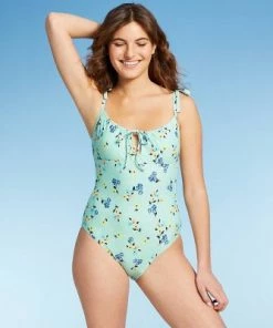 Hot Sale 😀 Women's Tie-Front One Piece Swimsuit - Sea Angel Green 🎉 -Swimsuits Official Site unnamed file 8413