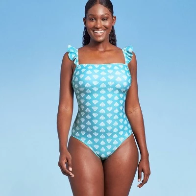 Brand new 🎉 Women's Ruffle Shoulder Medium Coverage One Piece Swimsuit - Kona Sol™ Blue 🔥 4 Brand new 🎉 Women's Ruffle Shoulder Medium Coverage One Piece Swimsuit - Kona Sol™ Blue 🔥 - Image 2